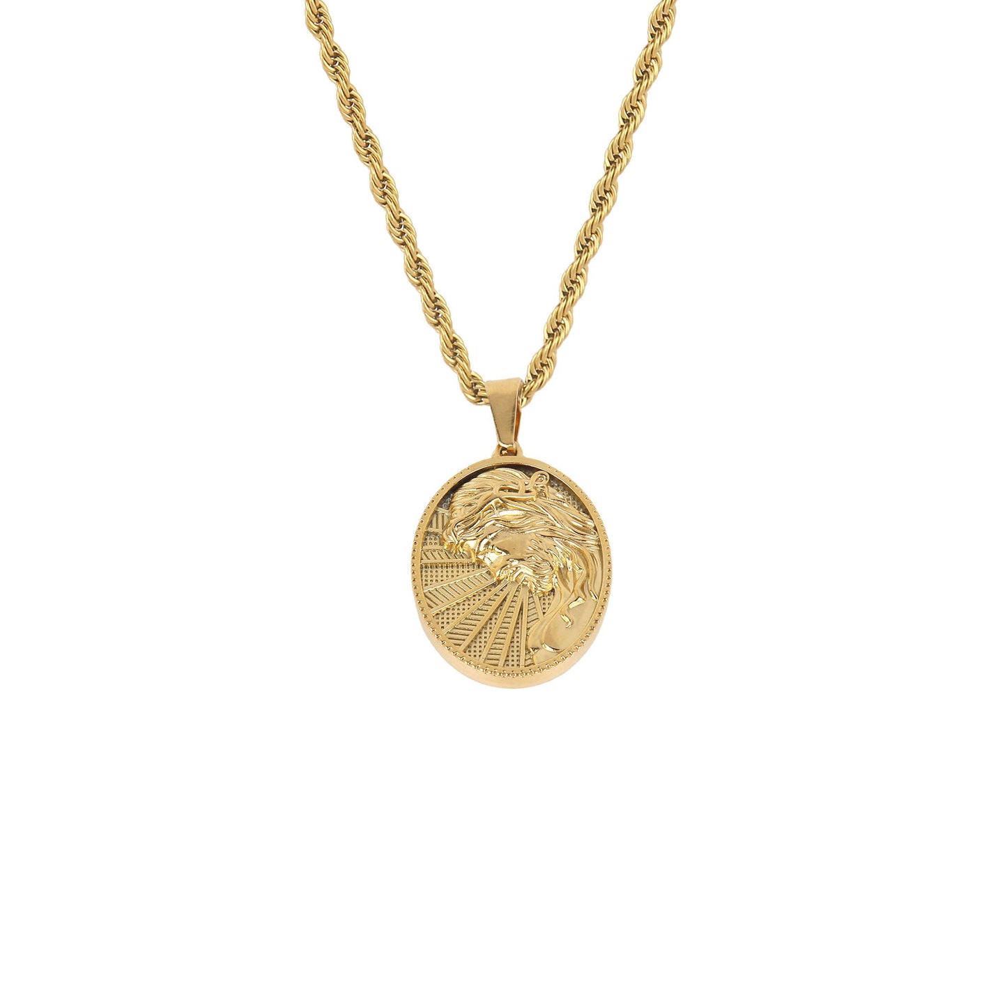 Jesus Christ Crown of Thorns,Sacred Radiance: Jesus with Crown of Thorns Pendant Necklace