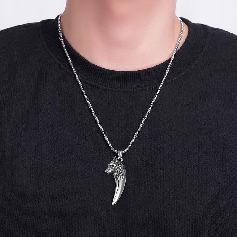 HN068:Hip-Hop Style Necklace,Spiritrain Wolf Teeth shape Pendent Necklace For Women And Men
