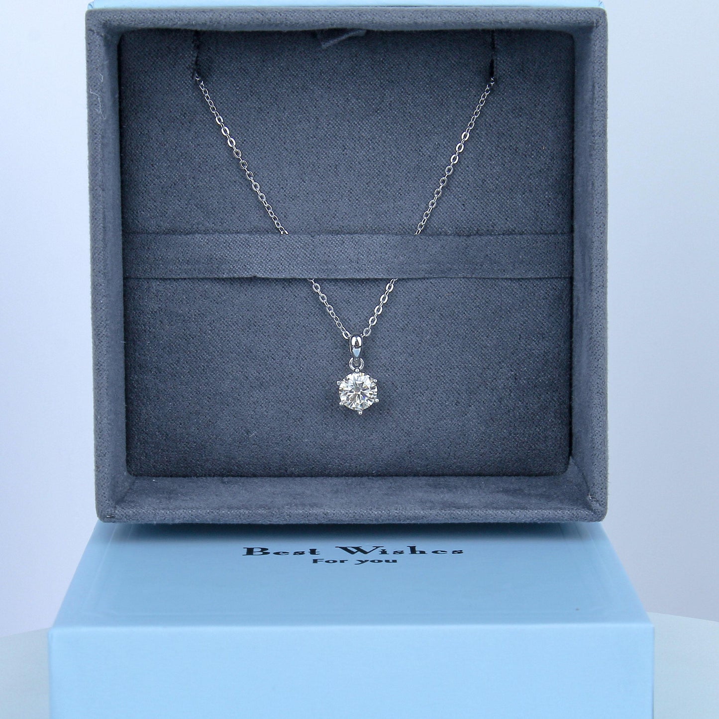 S925 Sterling Silver necklace for women- 1CT Synthetic Moissanite Pendant, Six-prong Set, Minimalist Design, Simple and Timeless, Classic Pendant Necklace,Dainty Gifts for Mom Daughter Girlfriend.