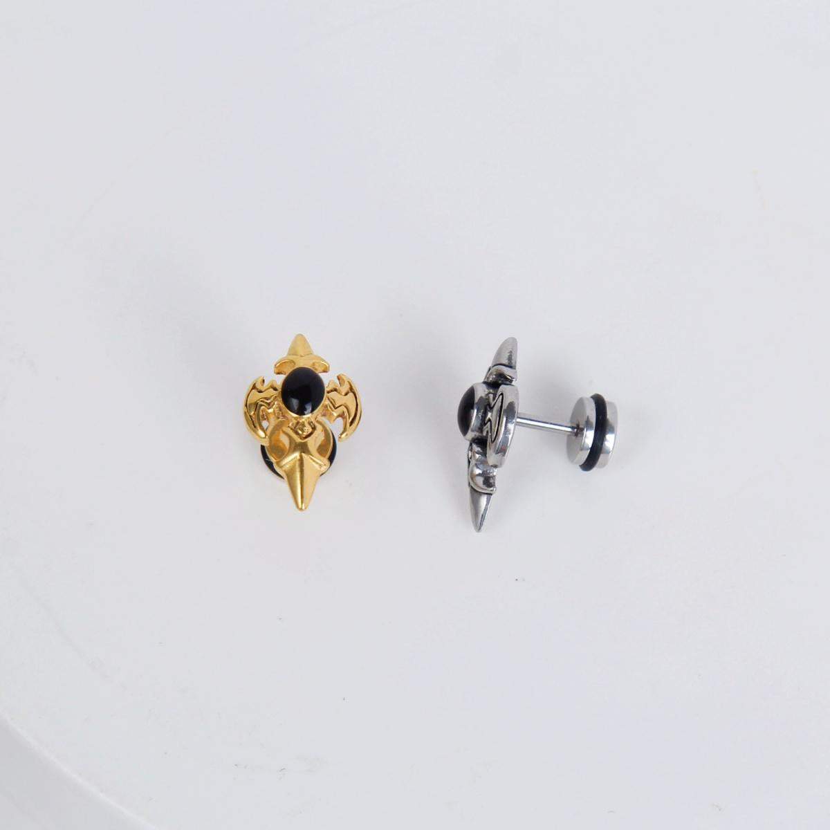 1 count/ Punk gothic spiked badge stud earring, vintage Stud Earring with flat Back, –titanium stud, earlobe earring, Helix Cartilage Earring for Men and Women