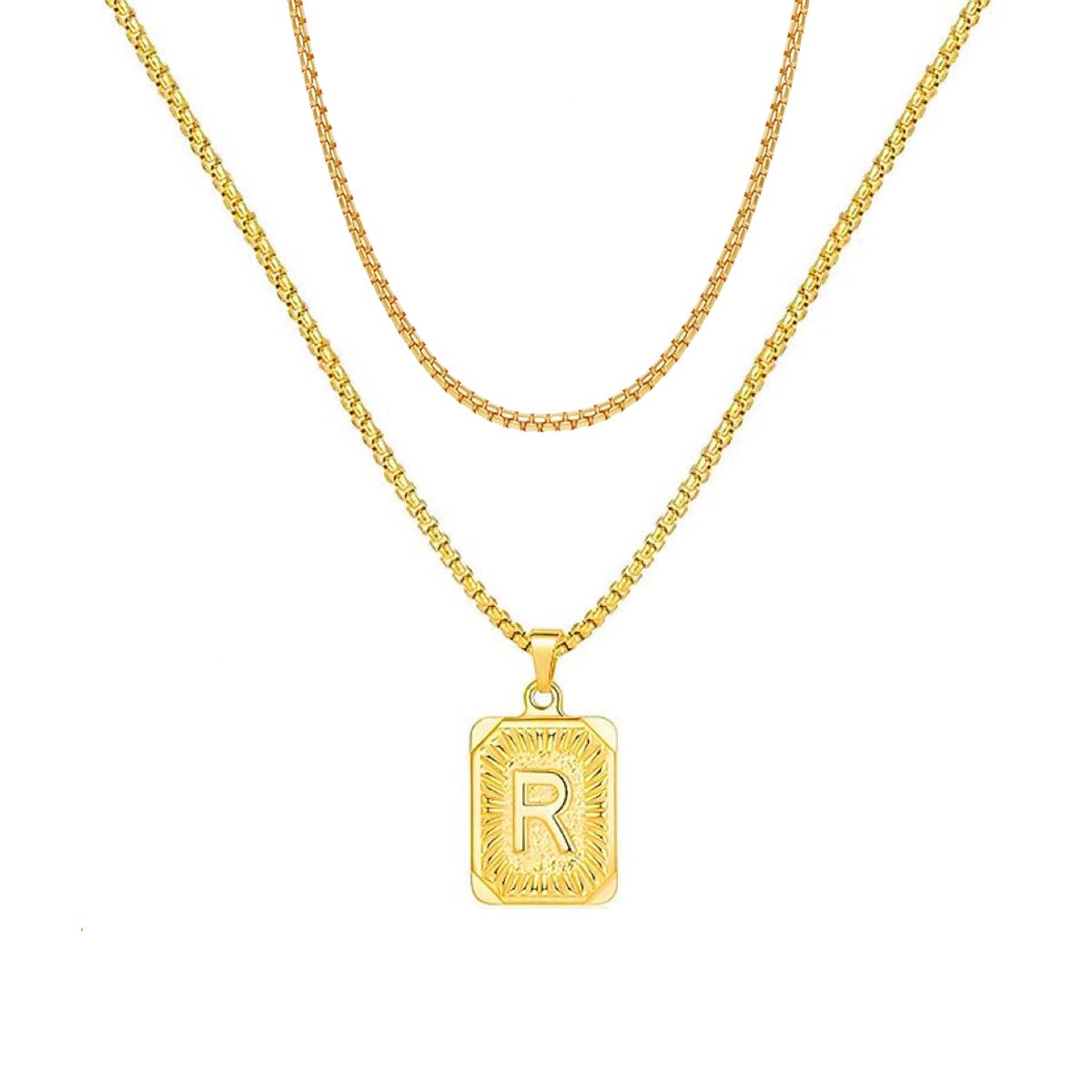 set/ intial chain necklace for men women,double layer couple jewelry, stainless steel letter necklaces, gift for couple, BFF necklace, color not fade