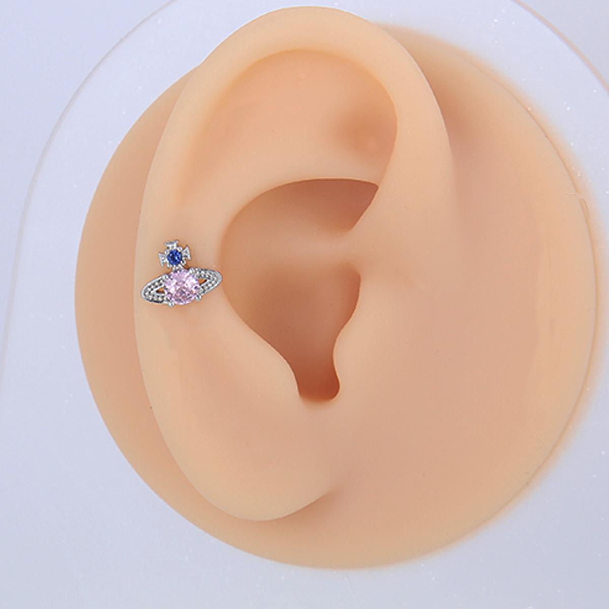 8 Counts Set/ Multi-Piercing studs Set, Sweet Edgy Design Cartilage Helix with Pink Zircon and Chain Link - Stainless Steel, Barbell, labrets,flatback,Dainty Zirconia Ear Studs and Daith Hoops for Women and Girls