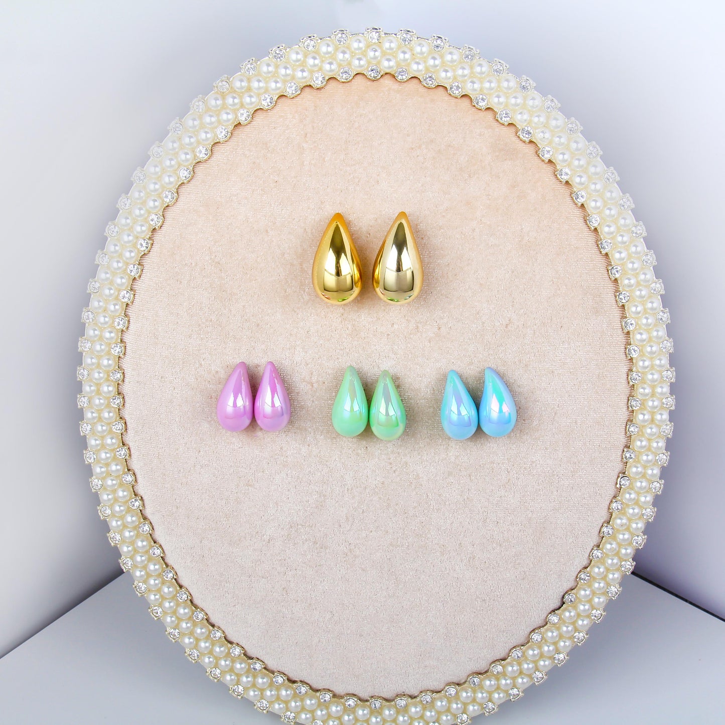 set/4pairs Teardrop Earrings – buy1 stainless steel teardrop eaaring get 3 colorful Earrings free