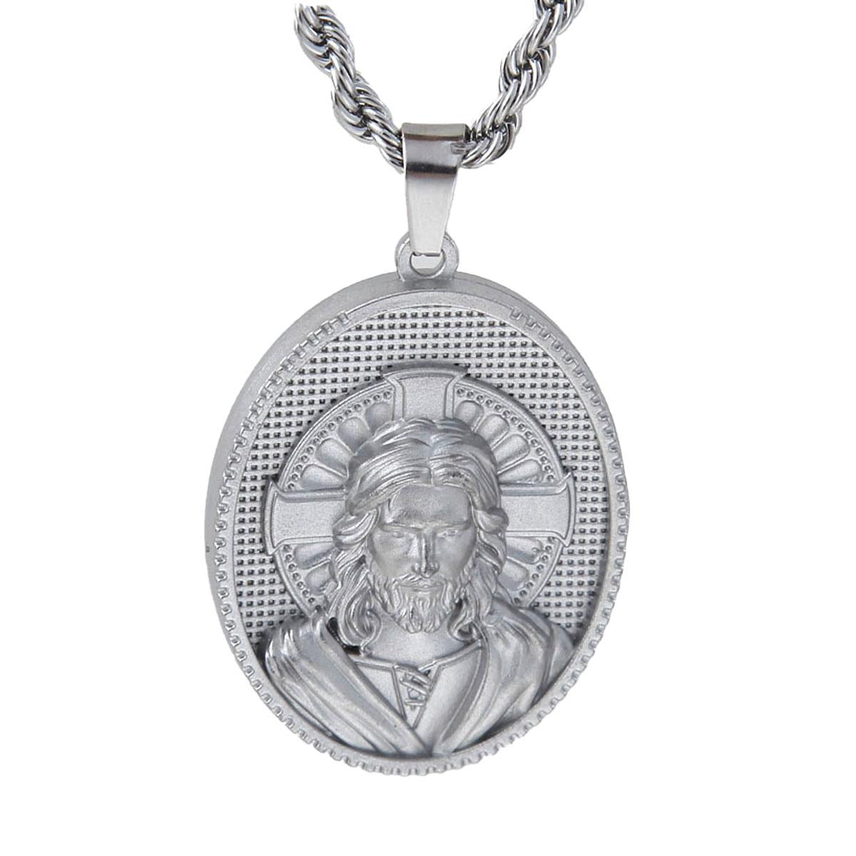 Divine Visage: Jesus Portrait Pendant Necklace - Premium Stainless Steel, Elegant 24-Inch Chain, Perfect Gift for Faith and Inspiration
