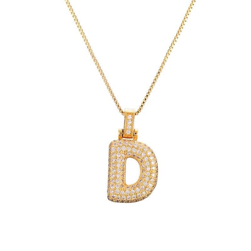Personalized Initial Necklace 3D Bubble style ,A-Z 26 letter Pendant with Zircon,Unique Puff Font & Balloon Letter,Dainty Gift For Men and Women
