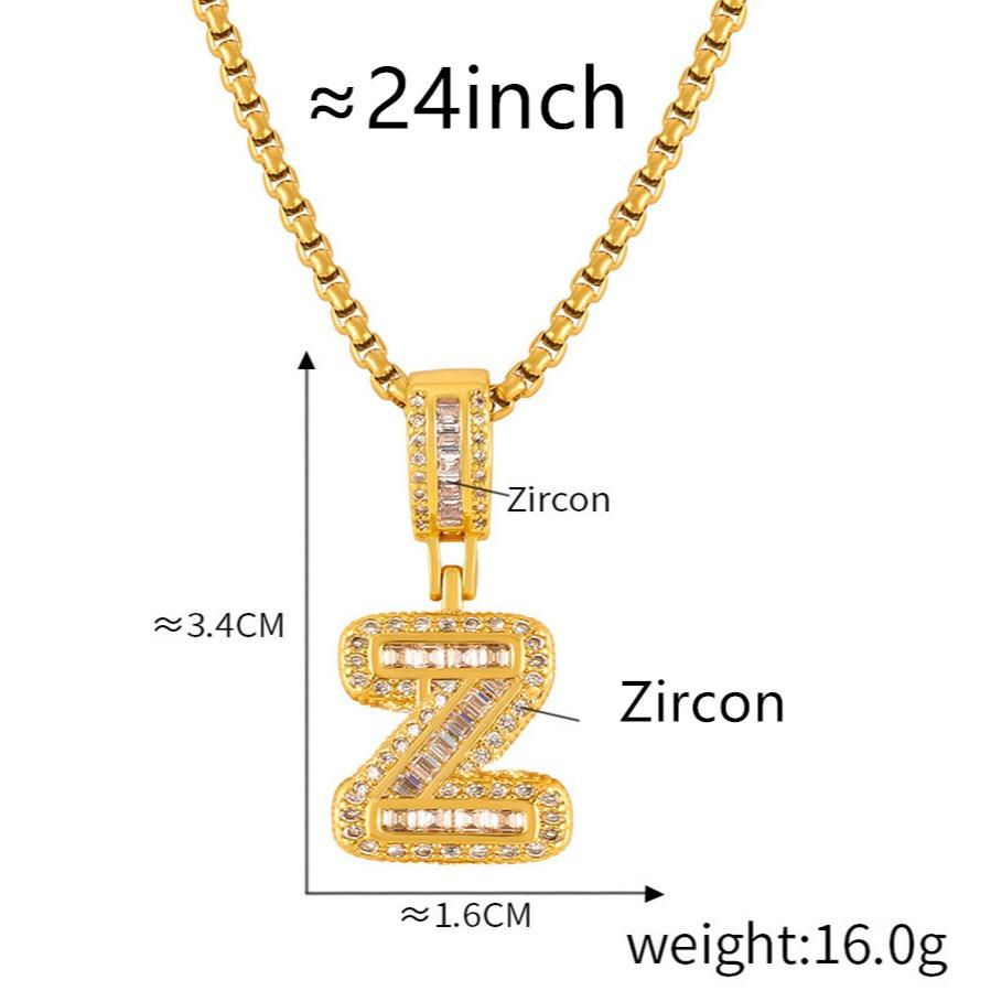 Personalized 26 Letters Necklace, A-Z Alphabet Pendant with Box Chain, Initial Letters with Zircon,Gift for Men and Women