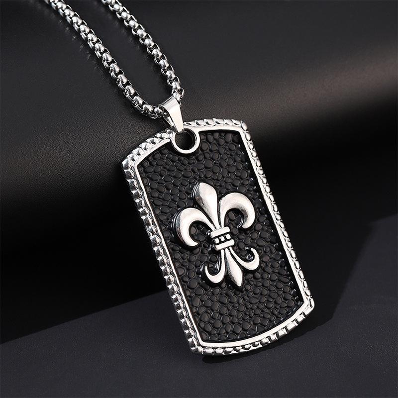 HN059:Hip-Hop Style Necklace,Fleur De Lis Pendant Necklace for Women And Men