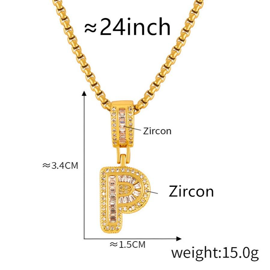 Personalized 26 Letters Necklace, A-Z Alphabet Pendant with Box Chain, Initial Letters with Zircon,Gift for Men and Women