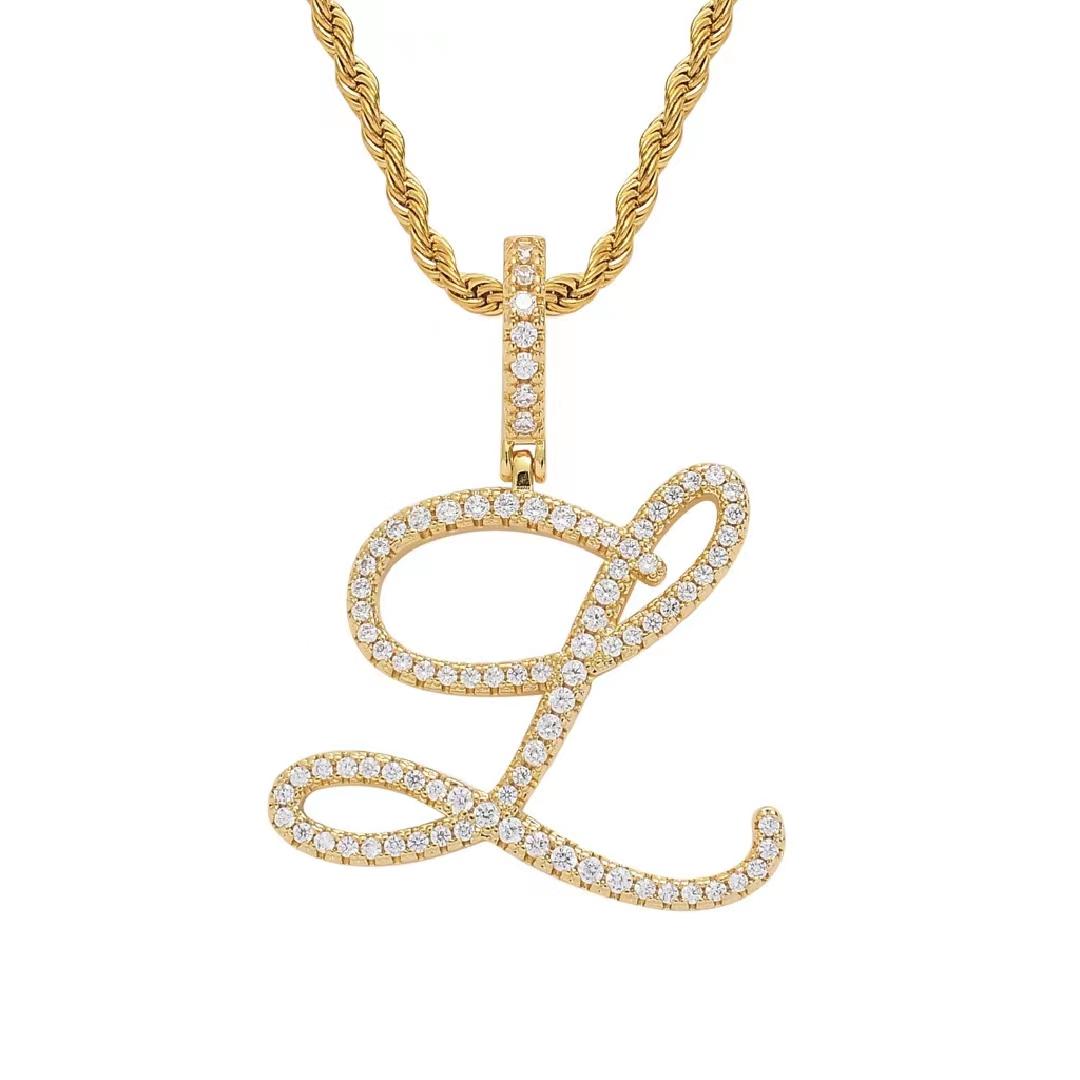Initial Couple Necklaces Floral Design 26-Letter pendant chain Necklace with Zircon - Ideal Gift for Women and men