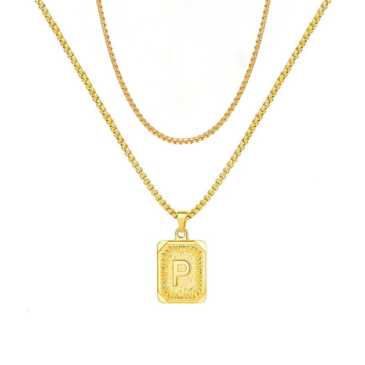 set/ intial chain necklace for men women,double layer couple jewelry, stainless steel letter necklaces, gift for couple, BFF necklace, color not fade