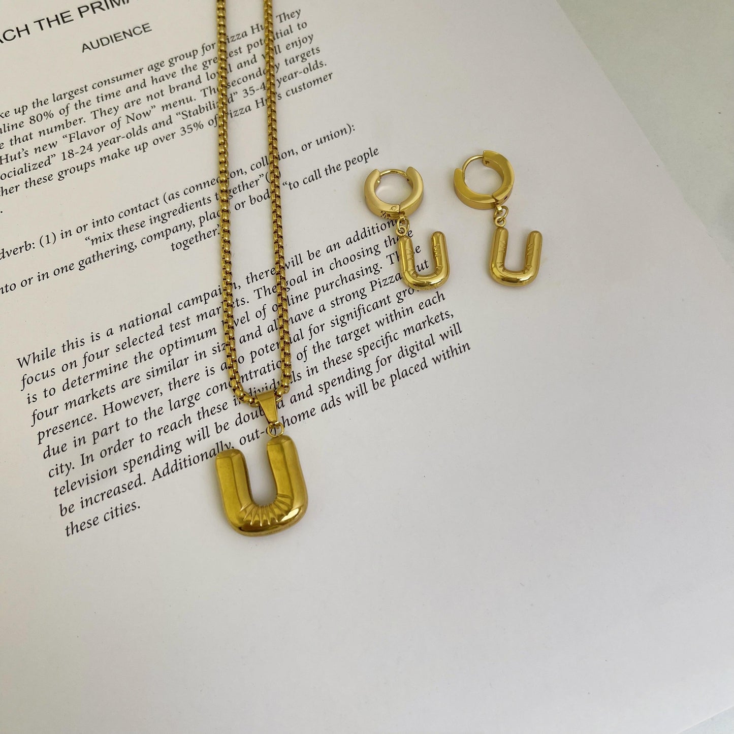Initial Set/ Bubble Letter Necklace and Earrings, A-Z Balloon Initial Necklaces for Women Girls, stainless steel, Dainty Alphabet Pendant, Bold Puffy Name Necklace and Earrings