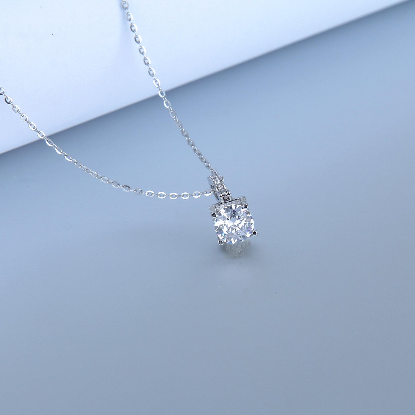 S925 stud set/ Minimalist Design Zircon Jewelry Set for Women-Sterling Silver, Four-prong Set, Necklace and Earring Includes, Simple and Classic ,Dainty Gifts for Mom Daughter Girlfriend.