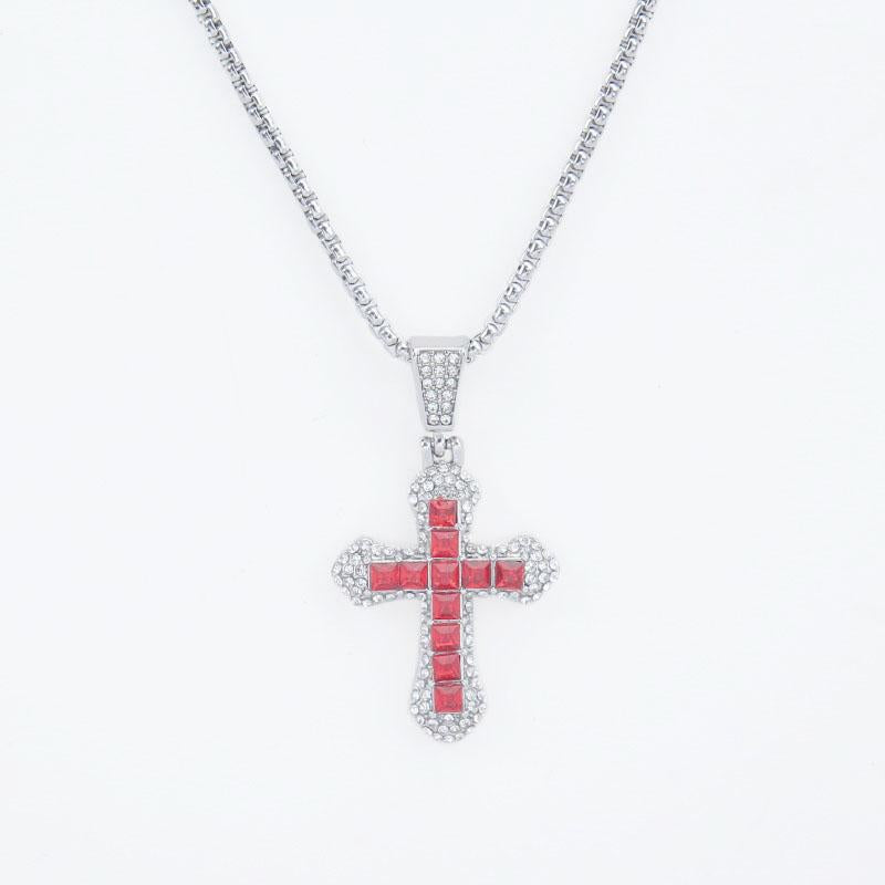 HN050:Hip-Hop Style Necklace, Colorful Cross necklace for Women And Men, Stainless Steel Necklace, Titanium Steel