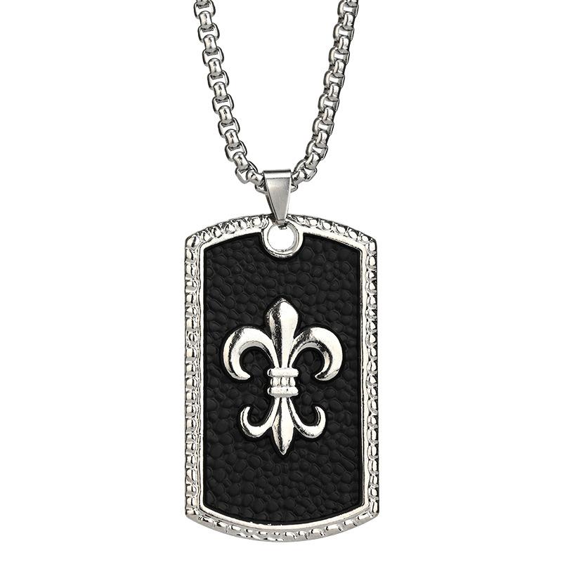 HN059:Hip-Hop Style Necklace,Fleur De Lis Pendant Necklace for Women And Men