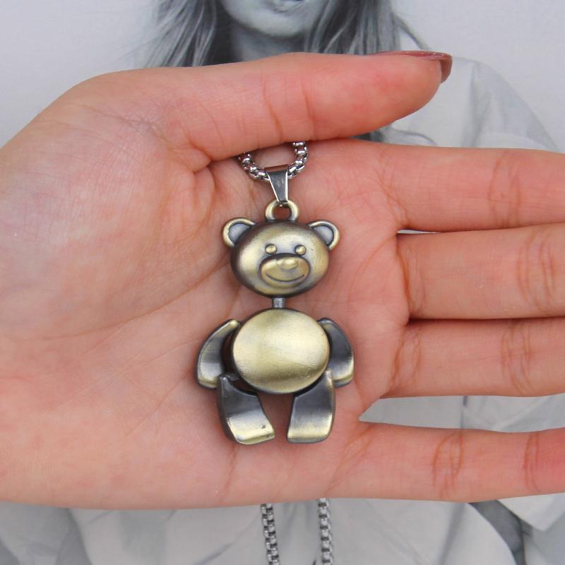 HN053:Hip-Hop Style Necklace, Bear Pendant Necklace for Women and Men