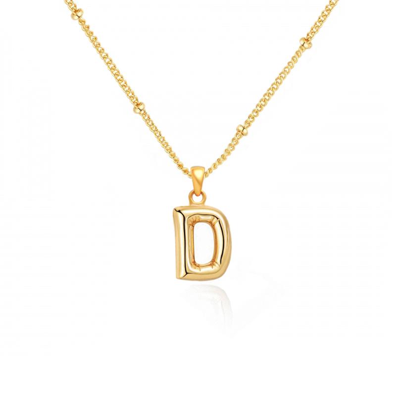 Personalized Bubble Alphabet Necklace, Special Bubble Initial Pendant with Beaded Chain - 26 Letters, Waterproof, Non-Tarnish, Trendy, Delicate Jewelry for Women Girls