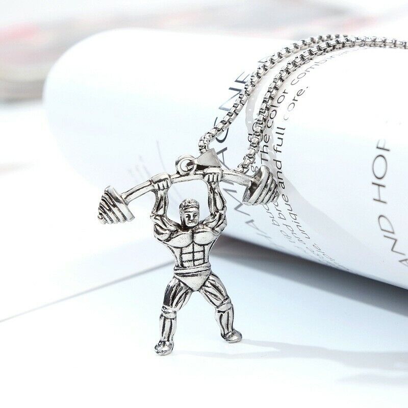 HN055:Hip-Hop Style Necklace,Men Barbell Weighlifting Gym Designed Necklace for Women and Men