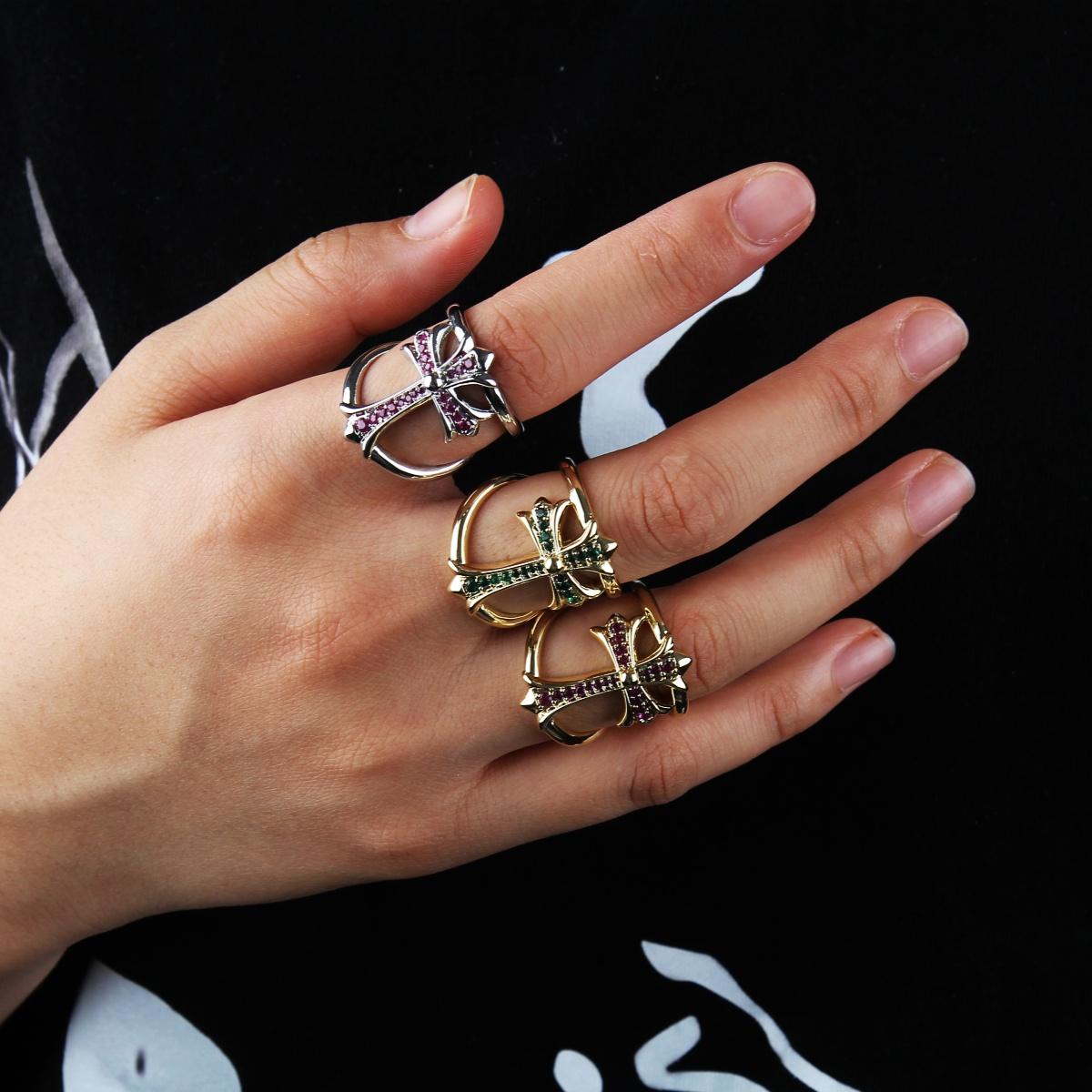 Double Layer Cross Opening Ring Luxury Design - Copper, Adjustable Size, Rings for Men and Women