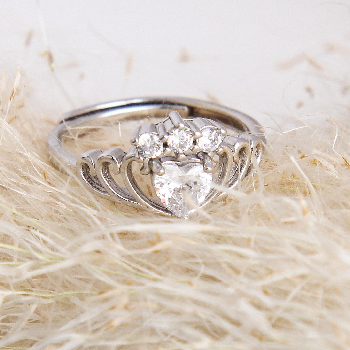 S925 Tiara Charm Silver Ring Set - Sterling Silver, Featuring Sparkling Zirconia Stones, Double Layer Design with Two Rings, Luxurious Stacking Jewelry, Simple and Elegant for Women