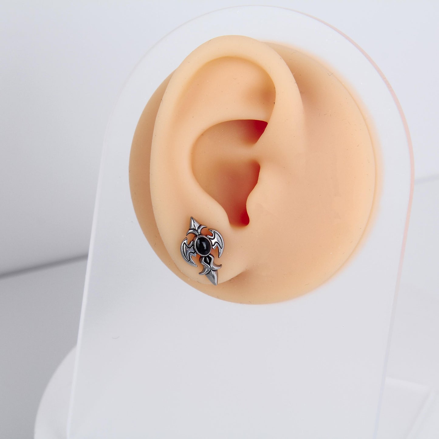 1 count/ Punk gothic spiked badge stud earring, vintage Stud Earring with flat Back, –titanium stud, earlobe earring, Helix Cartilage Earring for Men and Women