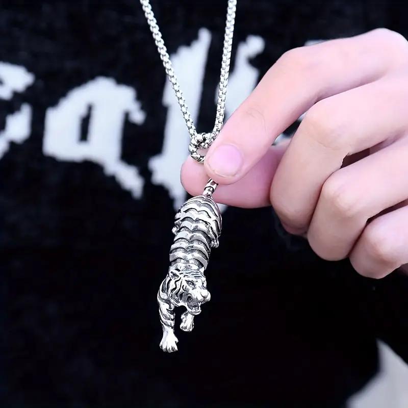 HN006:Hip-Hop Style Necklace, White Tiger Pendant Necklace for Women and Men