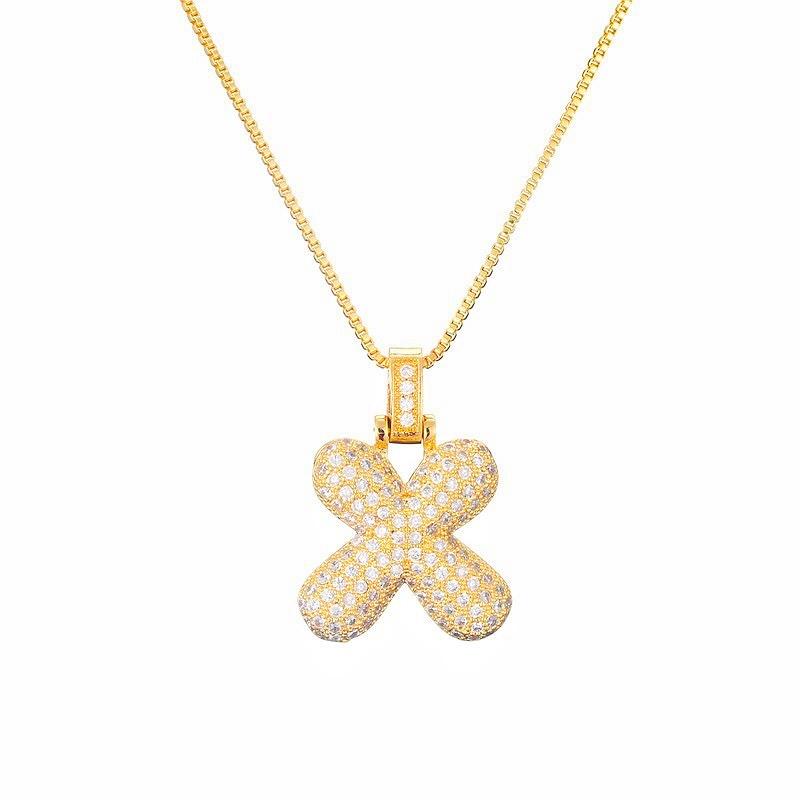 Personalized Initial Necklace 3D Bubble style ,A-Z 26 letter Pendant with Zircon,Unique Puff Font & Balloon Letter,Dainty Gift For Men and Women