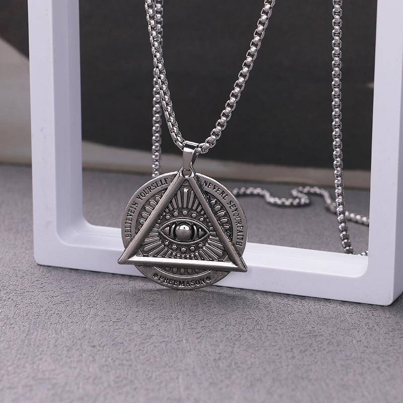 HN072:Hip-Hop Style Necklace,Masonic All Seeing Eye Pendent Necklace For Women And Men