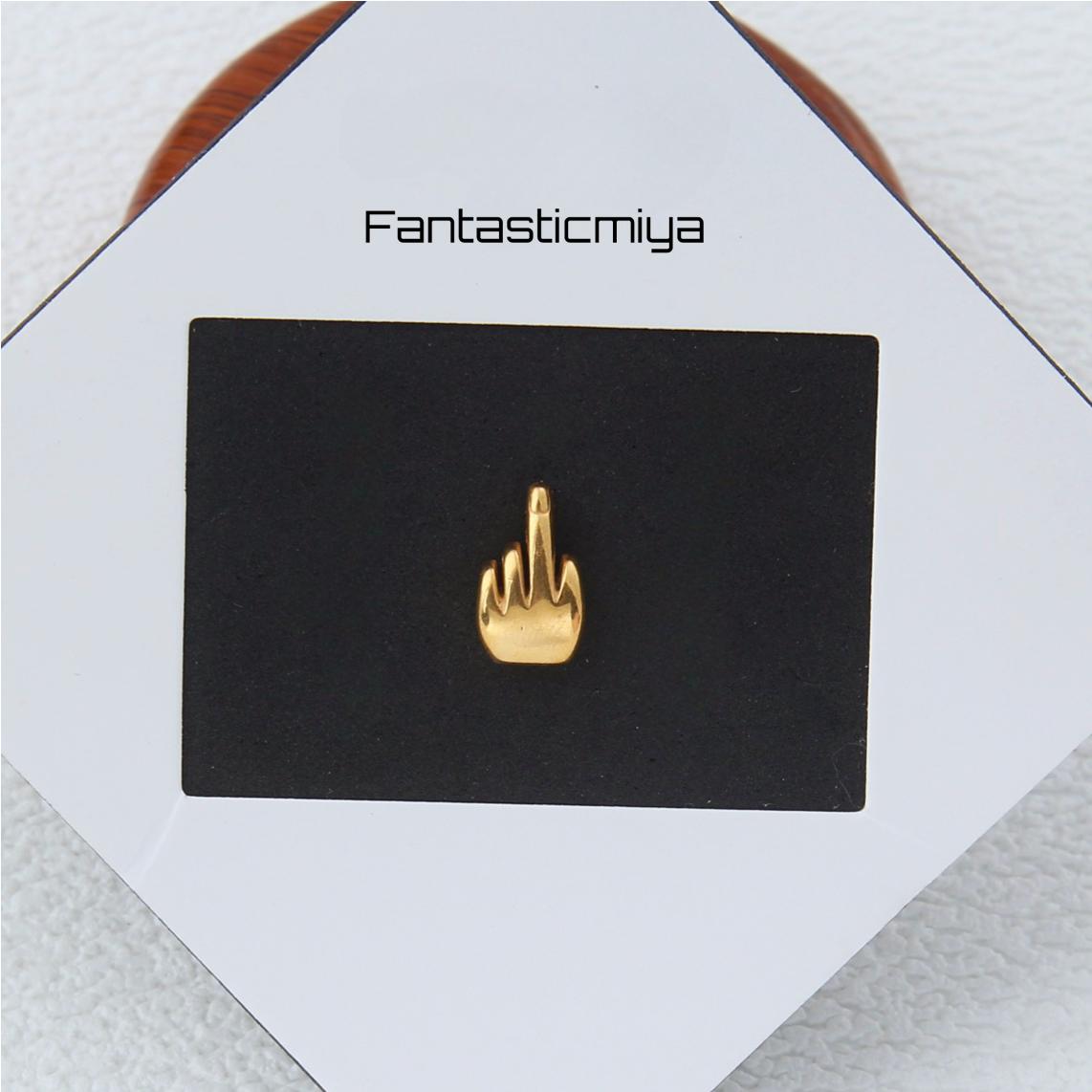 1 count/ Punk Gothic Hand Gesture with Raised Middle Finger Stud Earring, Vintage Cool Stud Earring with Round Back,Barbell Studs –Titanium Stud, Earlobe Earring, Helix Cartilage Earring for Men and Women