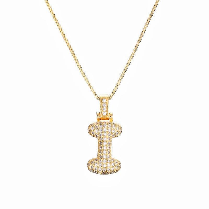 Personalized Initial Necklace 3D Bubble style ,A-Z 26 letter Pendant with Zircon,Unique Puff Font & Balloon Letter,Dainty Gift For Men and Women