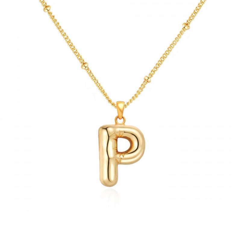 Personalized Bubble Alphabet Necklace, Special Bubble Initial Pendant with Beaded Chain - 26 Letters, Waterproof, Non-Tarnish, Trendy, Delicate Jewelry for Women Girls