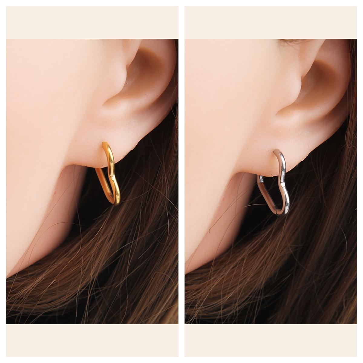 Stainless Steel Heart Hoop Earrings – Unique Minimalist Style, Available in Three Sizes, Perfect for Helix, Cartilage, and Earlobe Piercings, Everyday Fashion Jewelry, Lightweight and Comfortable