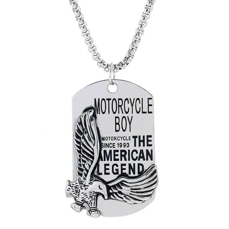 HN076:Hip-Hop Style Necklace,Motorcycle American Legend Eagle Medal Pendent Necklace For Women And Men