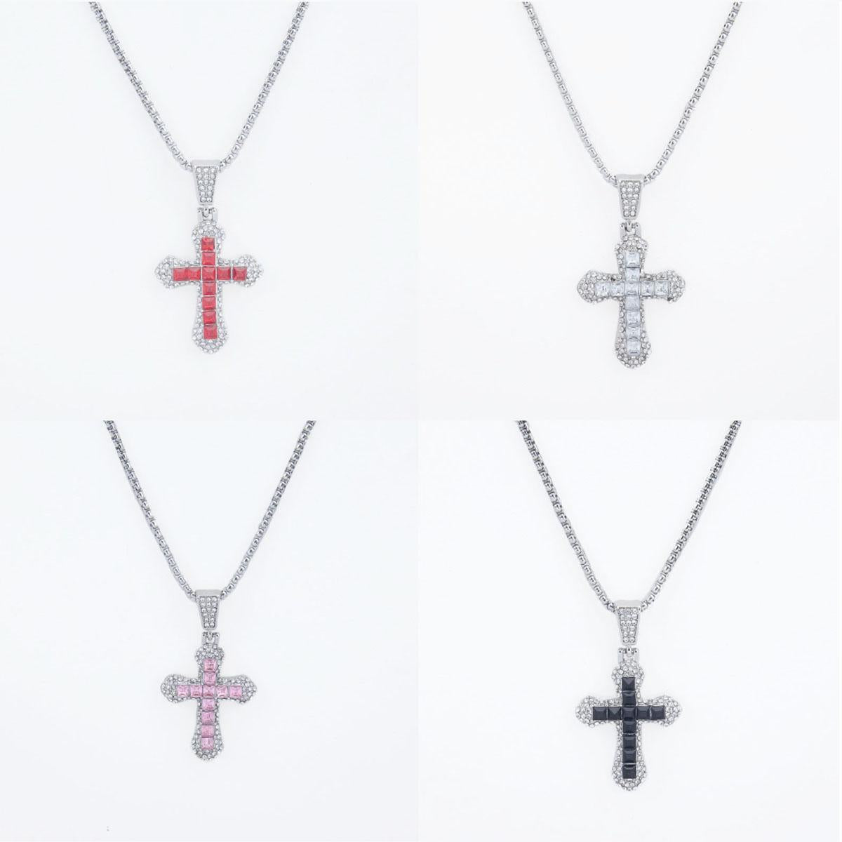 HN050:Hip-Hop Style Necklace, Colorful Cross necklace for Women And Men, Stainless Steel Necklace, Titanium Steel