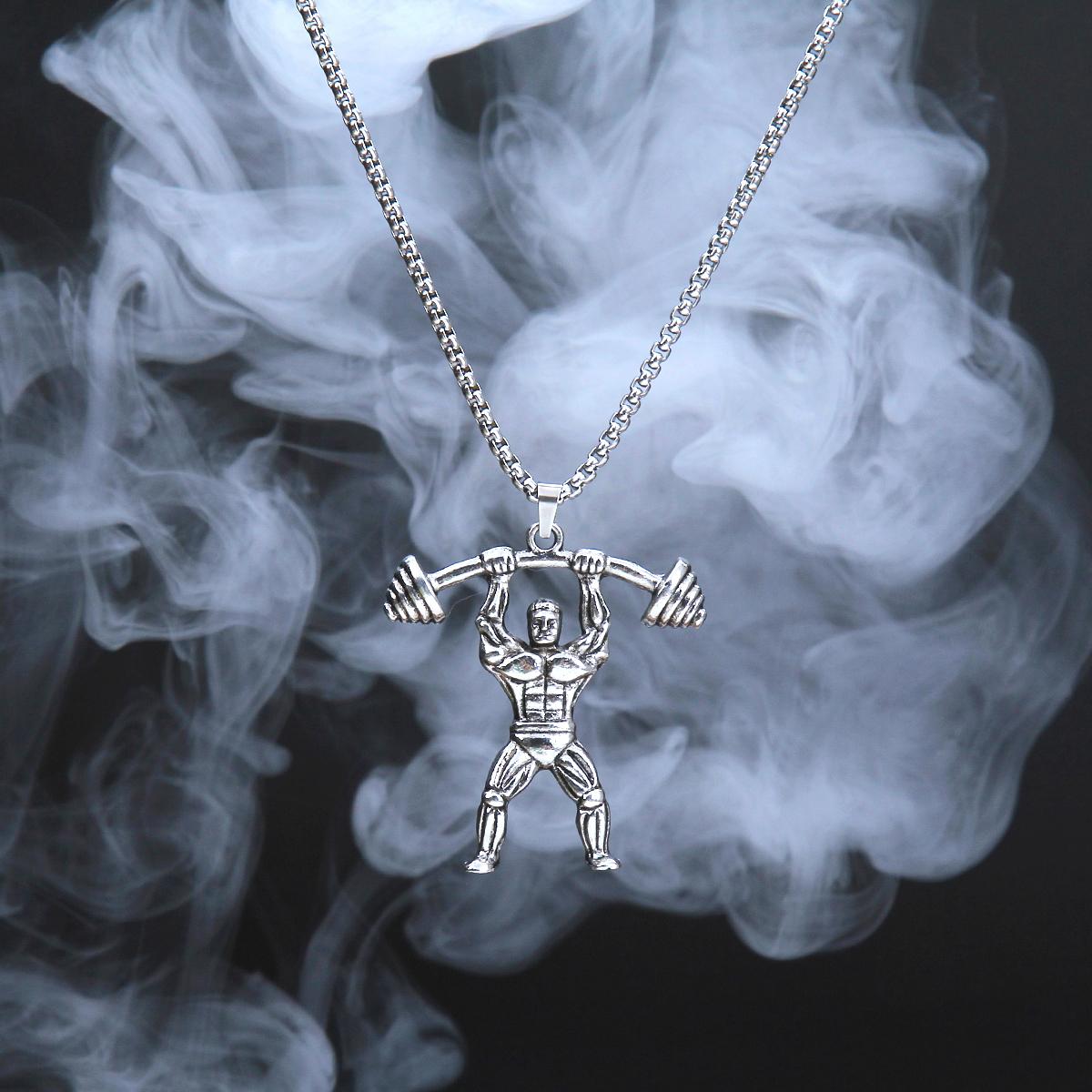HN055:Hip-Hop Style Necklace,Men Barbell Weighlifting Gym Designed Necklace for Women and Men
