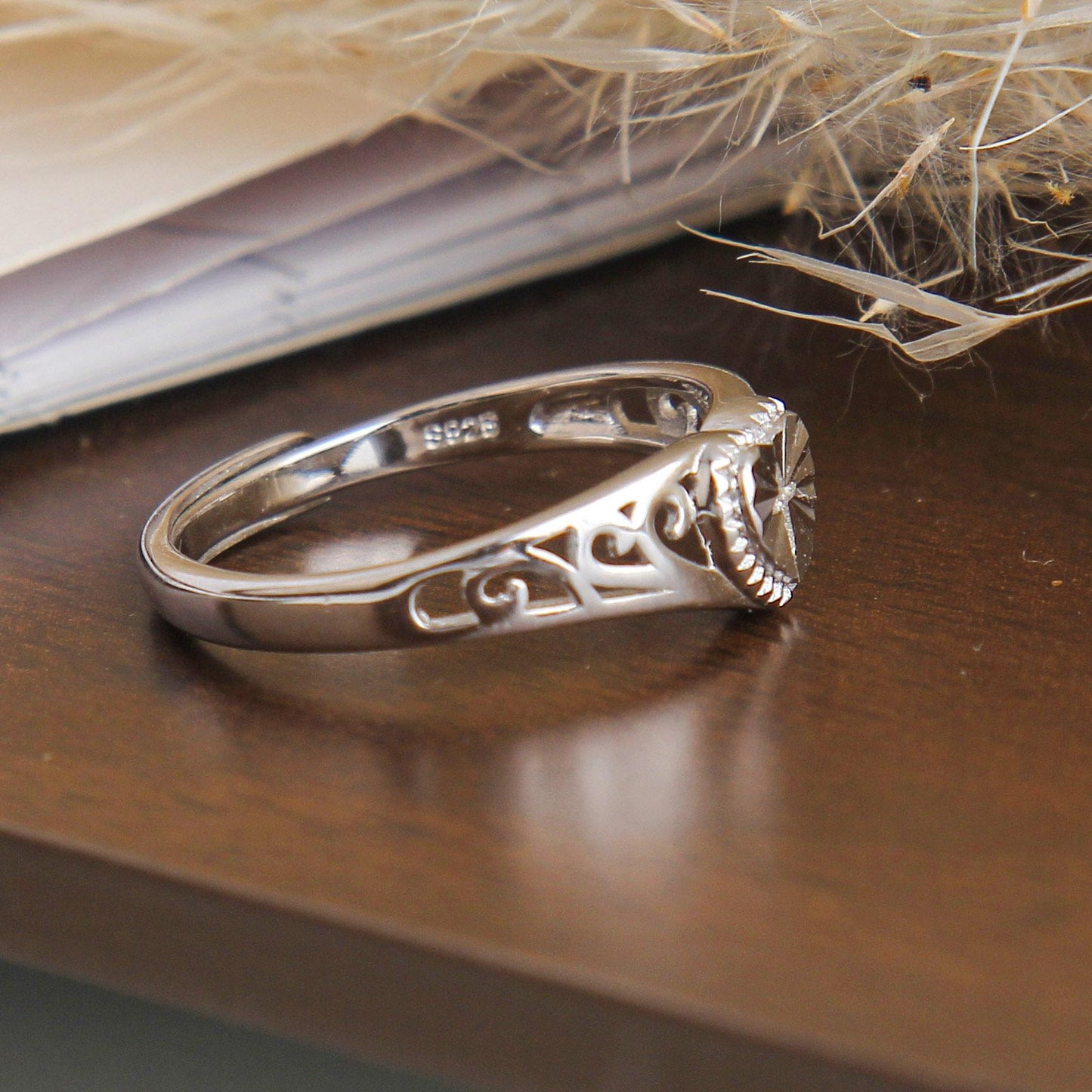 S925 Radiant Heart Cross Charm Ring - Sterling Silver, Elegant Heart Design with Center Cross, Delicate Hollow Floral Band, Faith-Inspired Jewelry, Perfect Gift for Women, Girlfriends, and Mothers