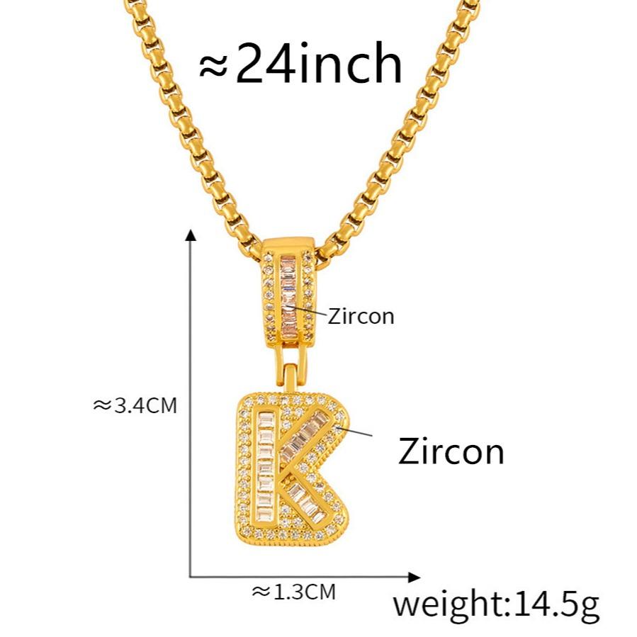 Personalized 26 Letters Necklace, A-Z Alphabet Pendant with Box Chain, Initial Letters with Zircon,Gift for Men and Women