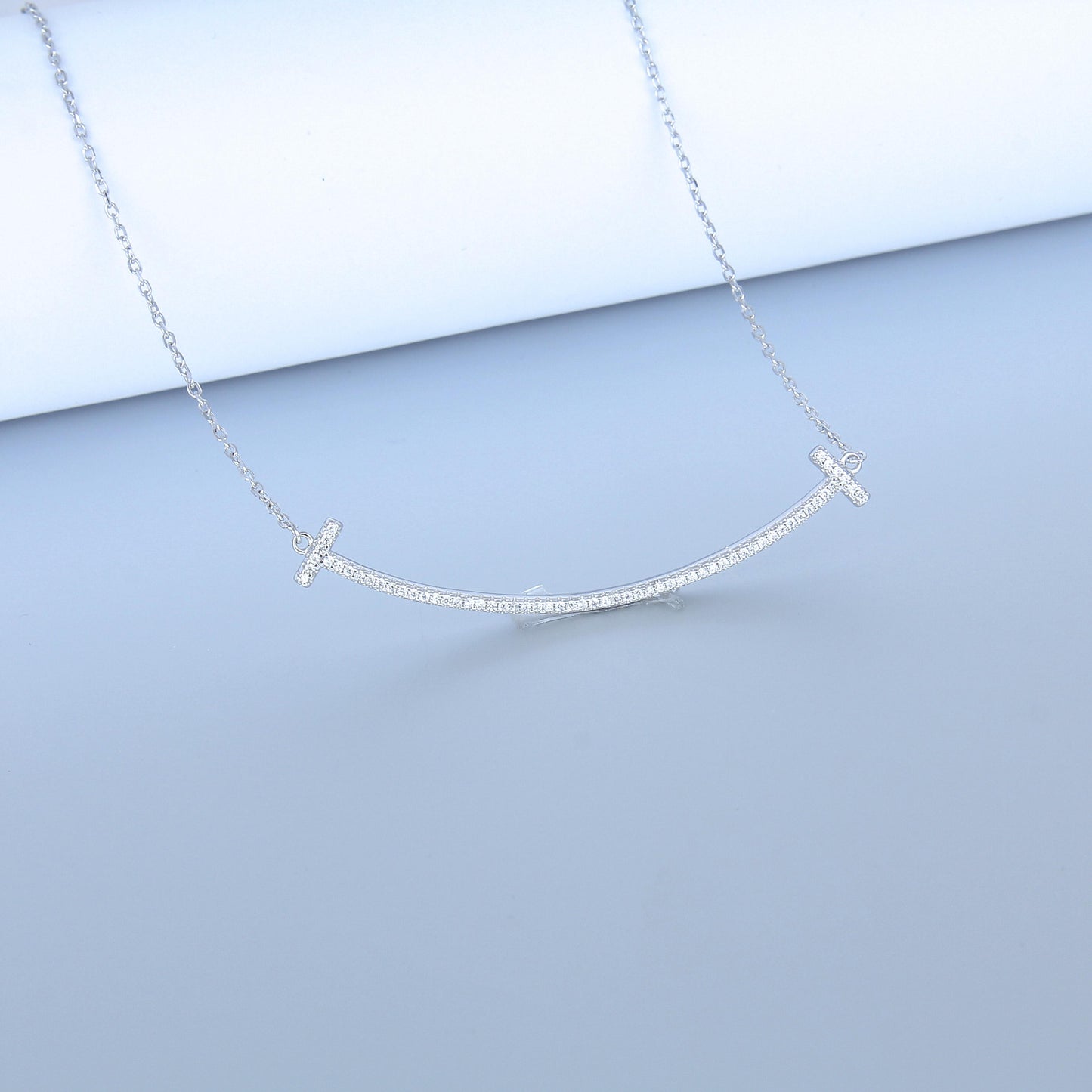 S925 smile necklace set/ necklace earring, Sterling Silver, silver for women- Smile Design, Sparkling and classic ,Suitable for Earlobe,Helix, Cartilage , Dainty Gifts for Mom Daughter Girlfriend.