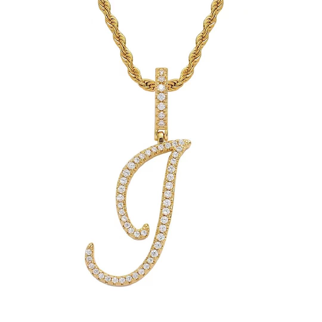 Initial Couple Necklaces Floral Design 26-Letter pendant chain Necklace with Zircon - Ideal Gift for Women and men