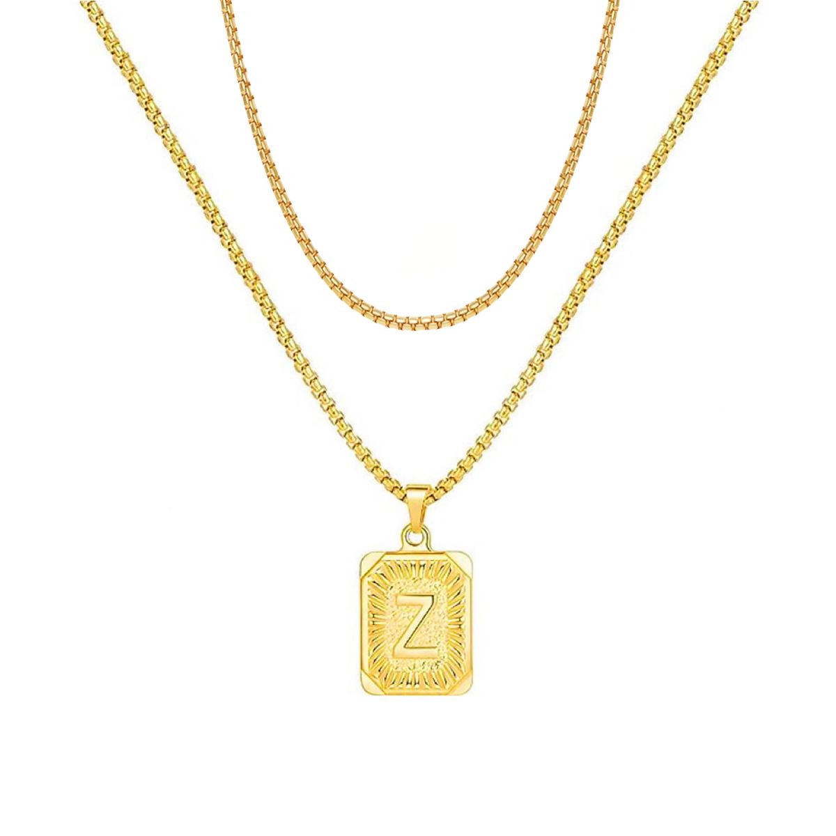 set/ intial chain necklace for men women,double layer couple jewelry, stainless steel letter necklaces, gift for couple, BFF necklace, color not fade