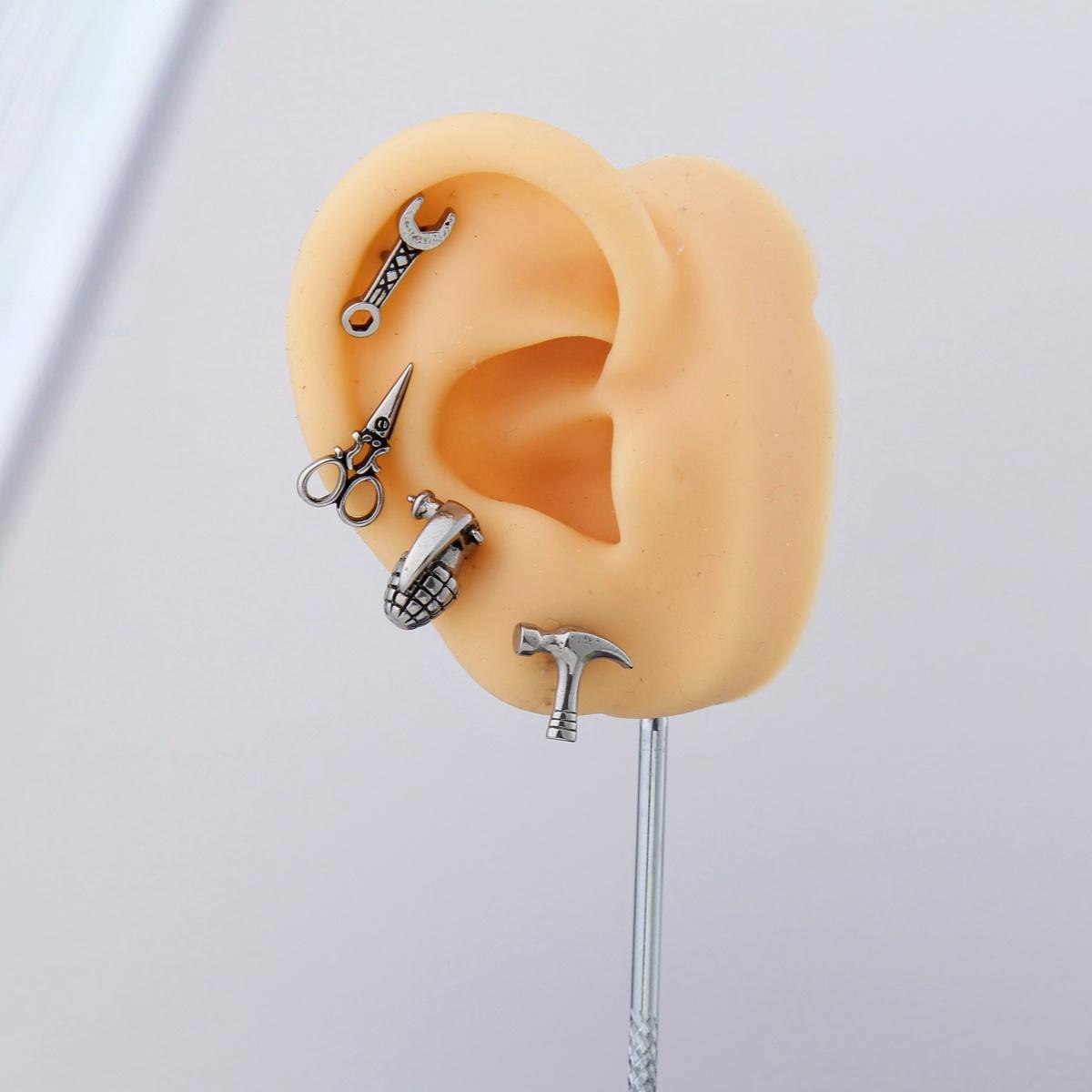 set/ accessory stud Helix Cartilage Stud Earring with Flat Back – Stainless Steel, Unisex Piercing Jewelry for Men and Women