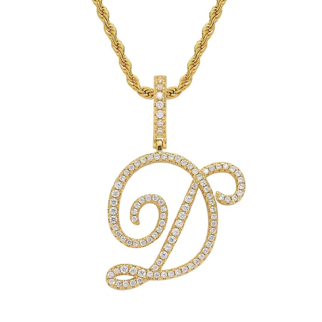 Initial Couple Necklaces Floral Design 26-Letter pendant chain Necklace with Zircon - Ideal Gift for Women and men