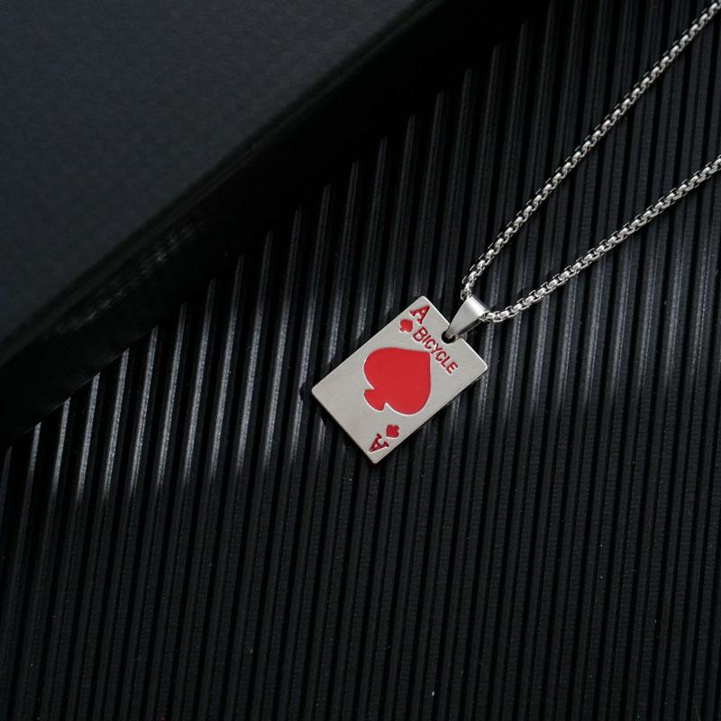 HN058:Hip-Hop Style Necklace,Poker Card Pendant Necklace for Women And Men