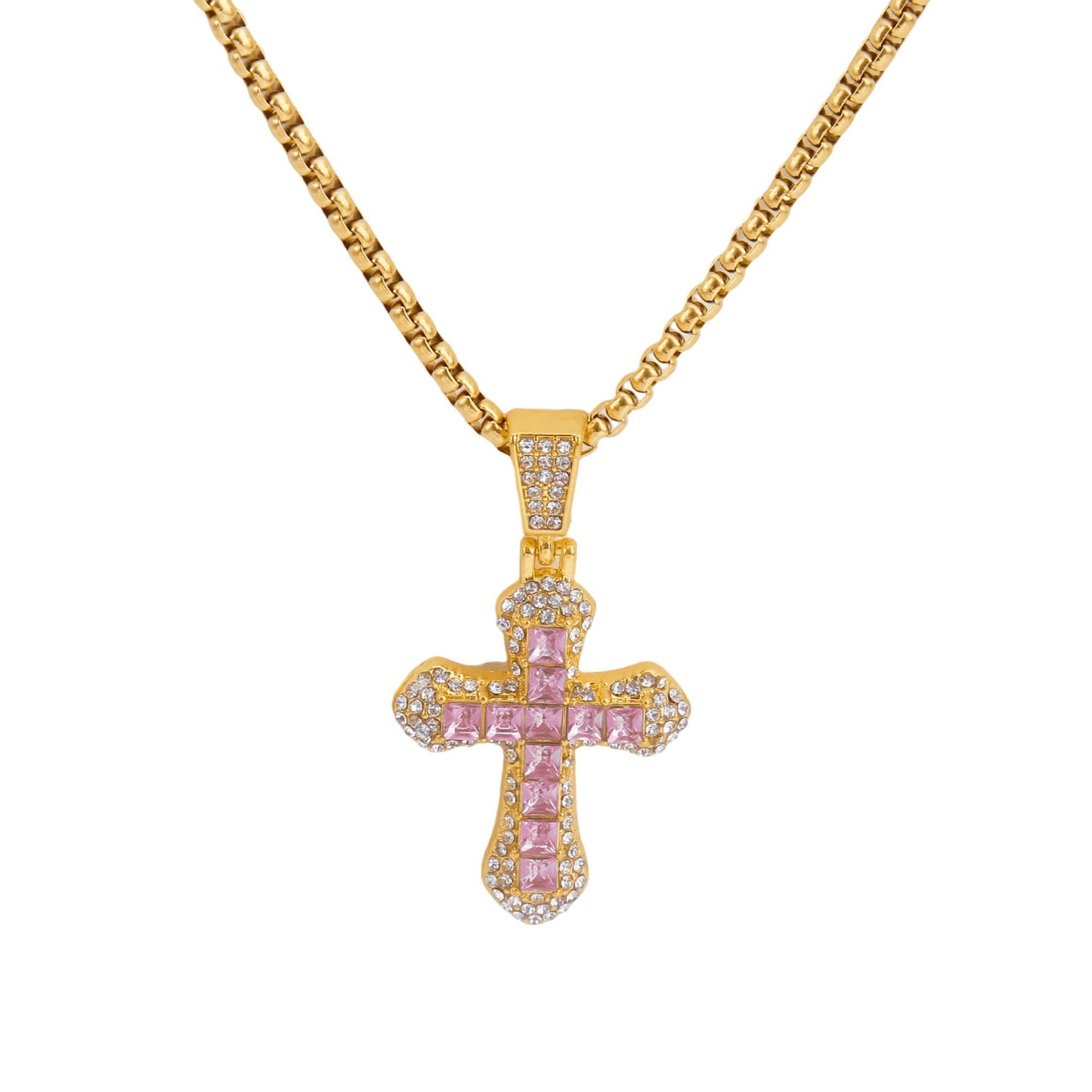 HN050:Hip-Hop Style Necklace, Colorful Cross necklace for Women And Men, Stainless Steel Necklace, Titanium Steel