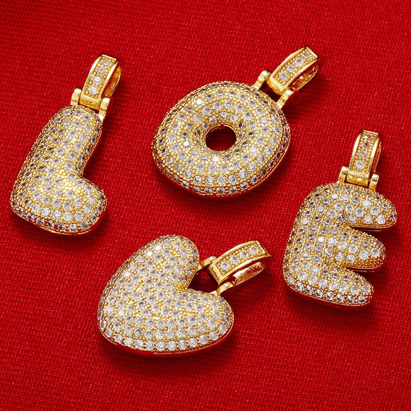 Personalized Initial Necklace 3D Bubble style ,A-Z 26 letter Pendant with Zircon,Unique Puff Font & Balloon Letter,Dainty Gift For Men and Women