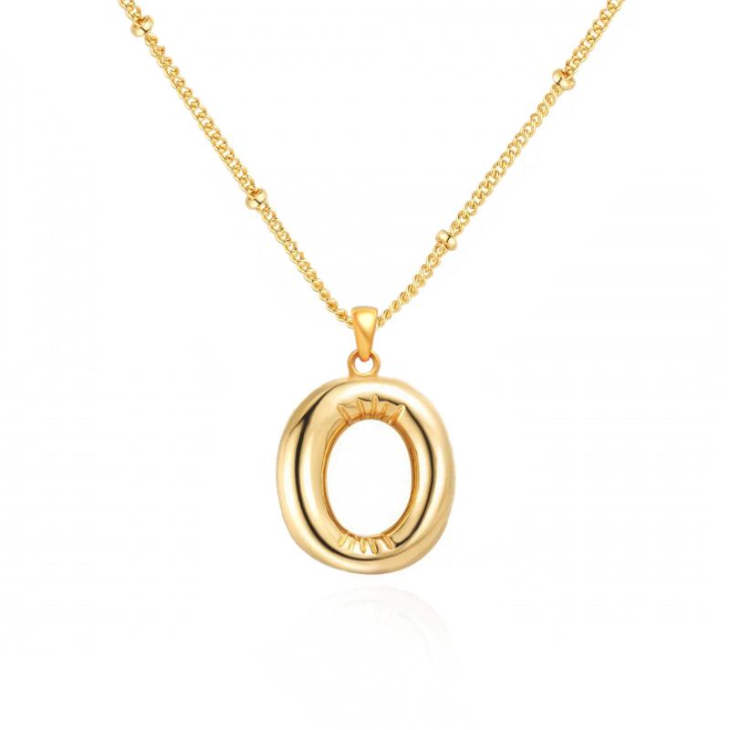Personalized Bubble Alphabet Necklace, Special Bubble Initial Pendant with Beaded Chain - 26 Letters, Waterproof, Non-Tarnish, Trendy, Delicate Jewelry for Women Girls