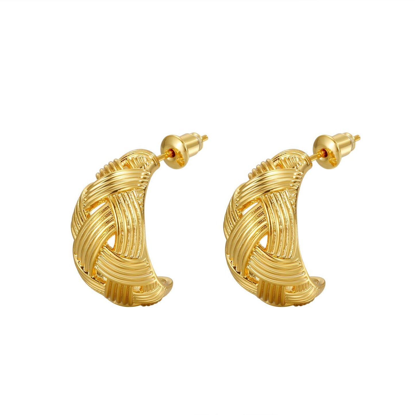 Cutout Design C-shaped Earlobe Earrings – Stainless Steel, Nontarnish,Piercing Jewelry for Women,Waterproof ,Color Not Fade