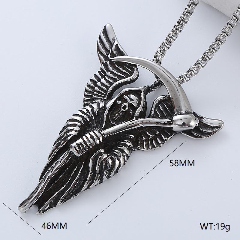 HN065:Hip-Hop Style Necklace,Gothic Grim Reaper Death Scythe Skull Necklace For Women And Men
