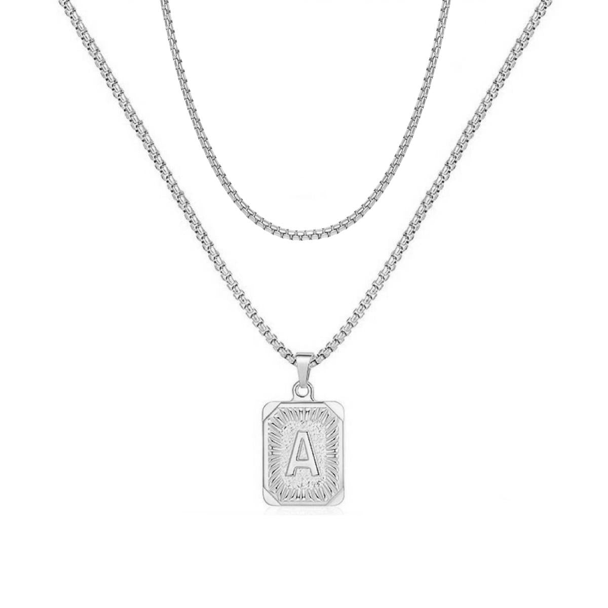 set/ intial chain necklace for men women,double layer couple jewelry, stainless steel letter necklaces, gift for couple, BFF necklace, color not fade