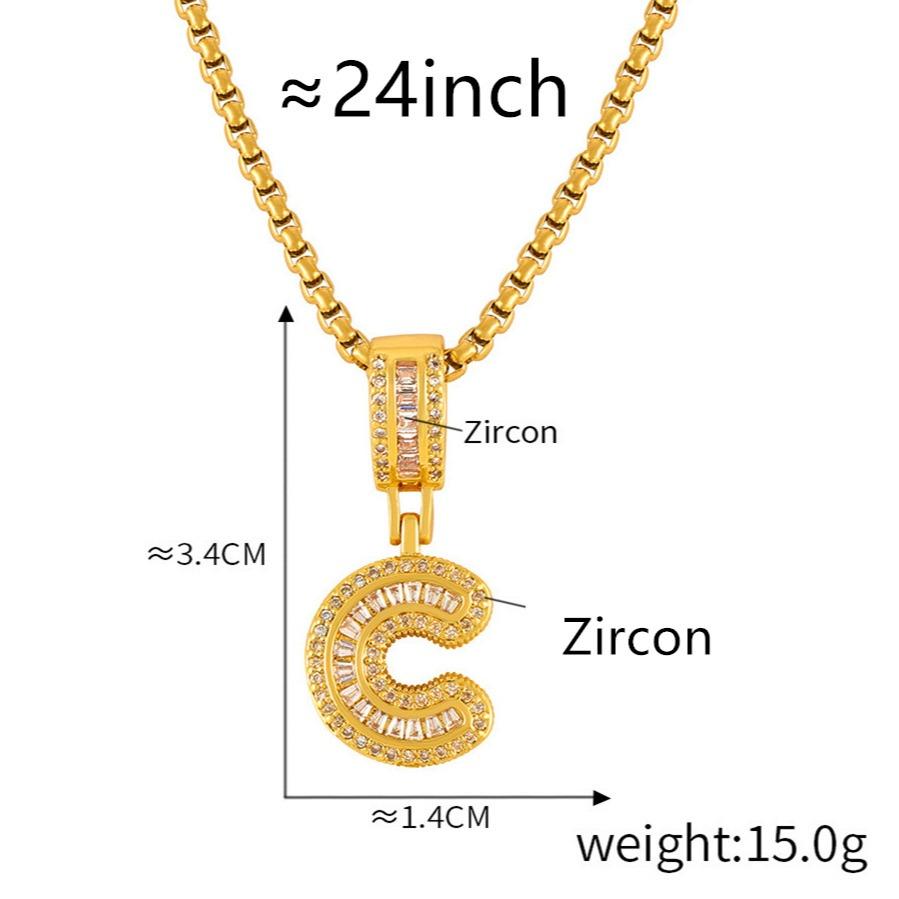 Personalized 26 Letters Necklace, A-Z Alphabet Pendant with Box Chain, Initial Letters with Zircon,Gift for Men and Women