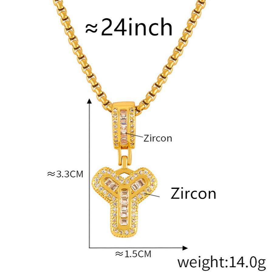 Personalized 26 Letters Necklace, A-Z Alphabet Pendant with Box Chain, Initial Letters with Zircon,Gift for Men and Women
